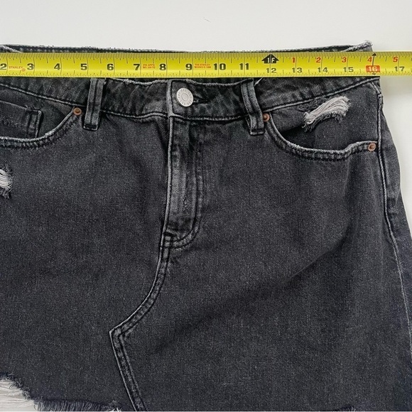 Urban Outfitters BDG Black Distressed Cutoff Asymmetrical Denim Mini Skirt LARGE - Picture 8 of 9